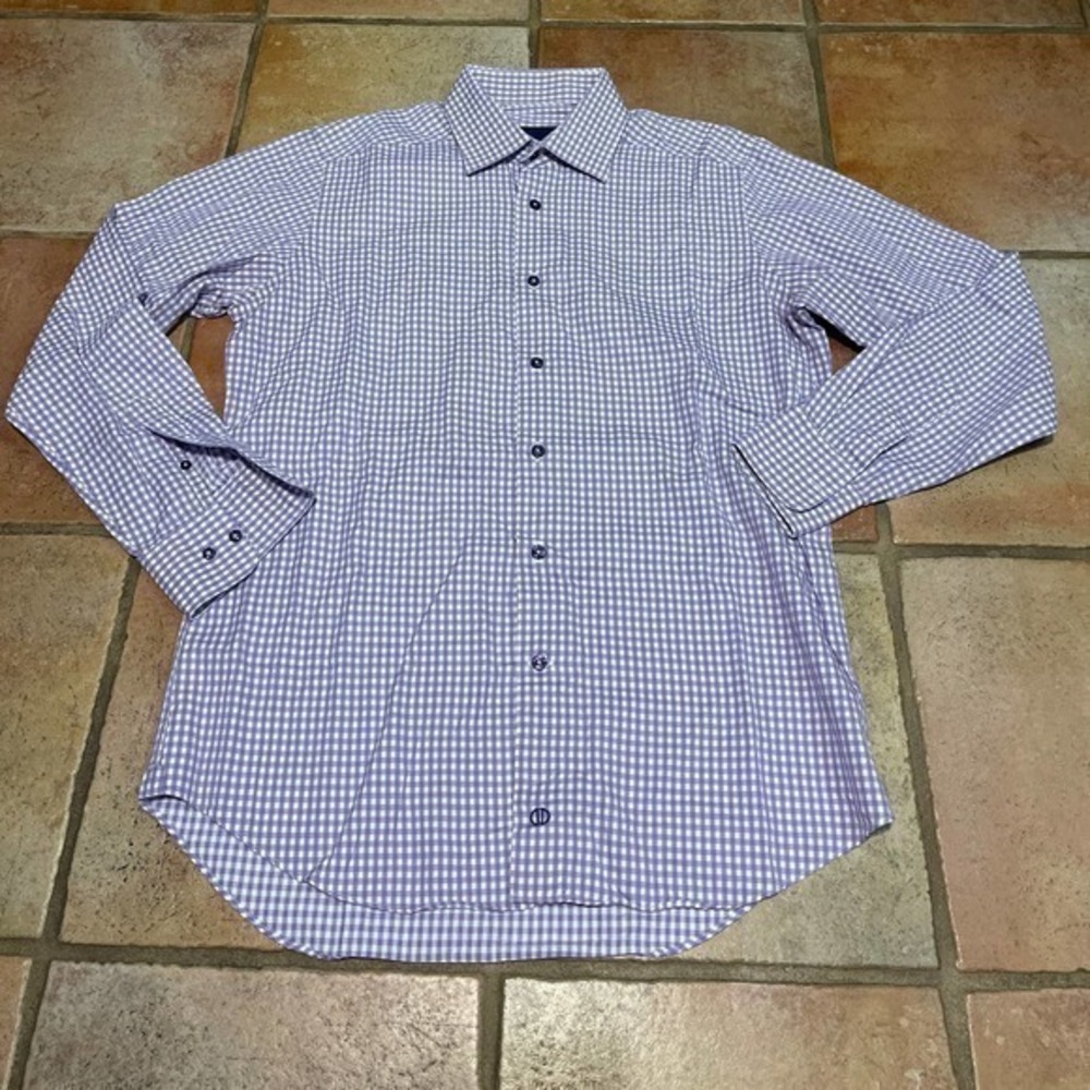 David Donahue slim fit Gingham check button down shirt